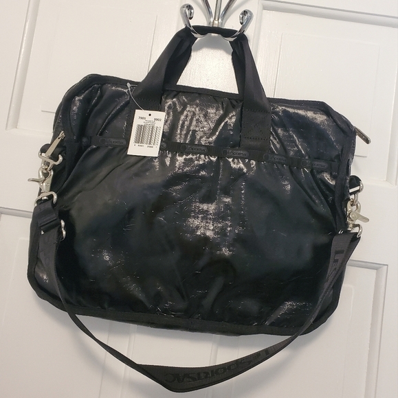 NWT LeSportsac Black Patent Technofile Laptop Travel Bag, lightweight - Picture 1 of 10
